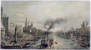 El estanque de Londres desde el Puente de Londres, 1841 de William Parrott